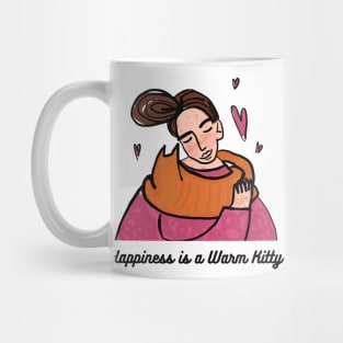 Happines is a warm kitty - Abstract Cat Design Mug